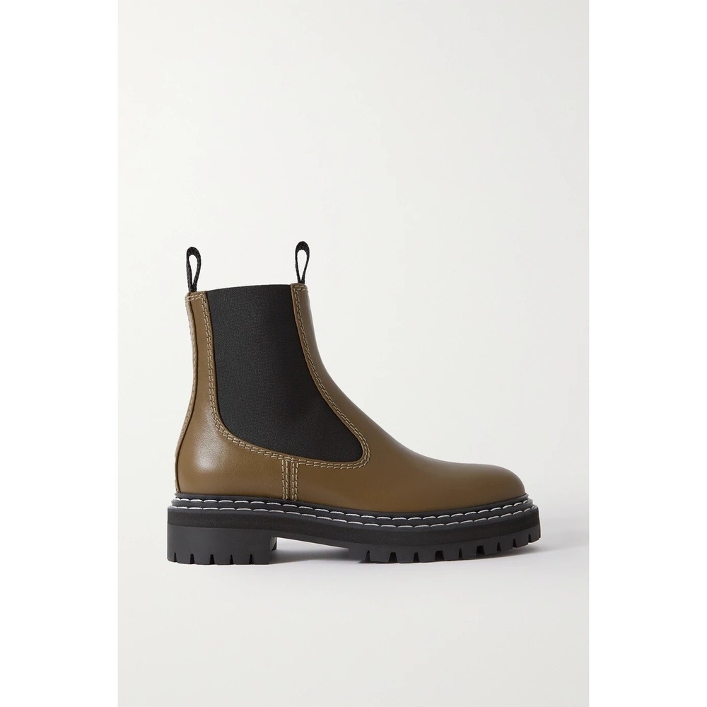 NIB PROENZA SCHOULER Khaki Oak Brown Chelsea Boots Lug Sole Sz 39 New